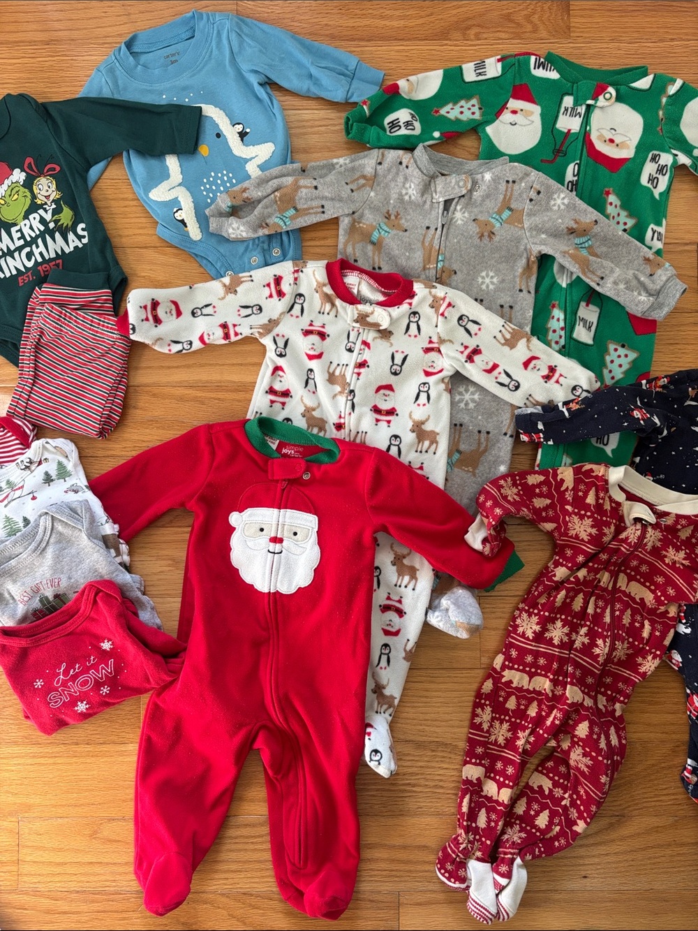 Bundle of 3-6 Month Christmas & Winter Onesies and Pajamas